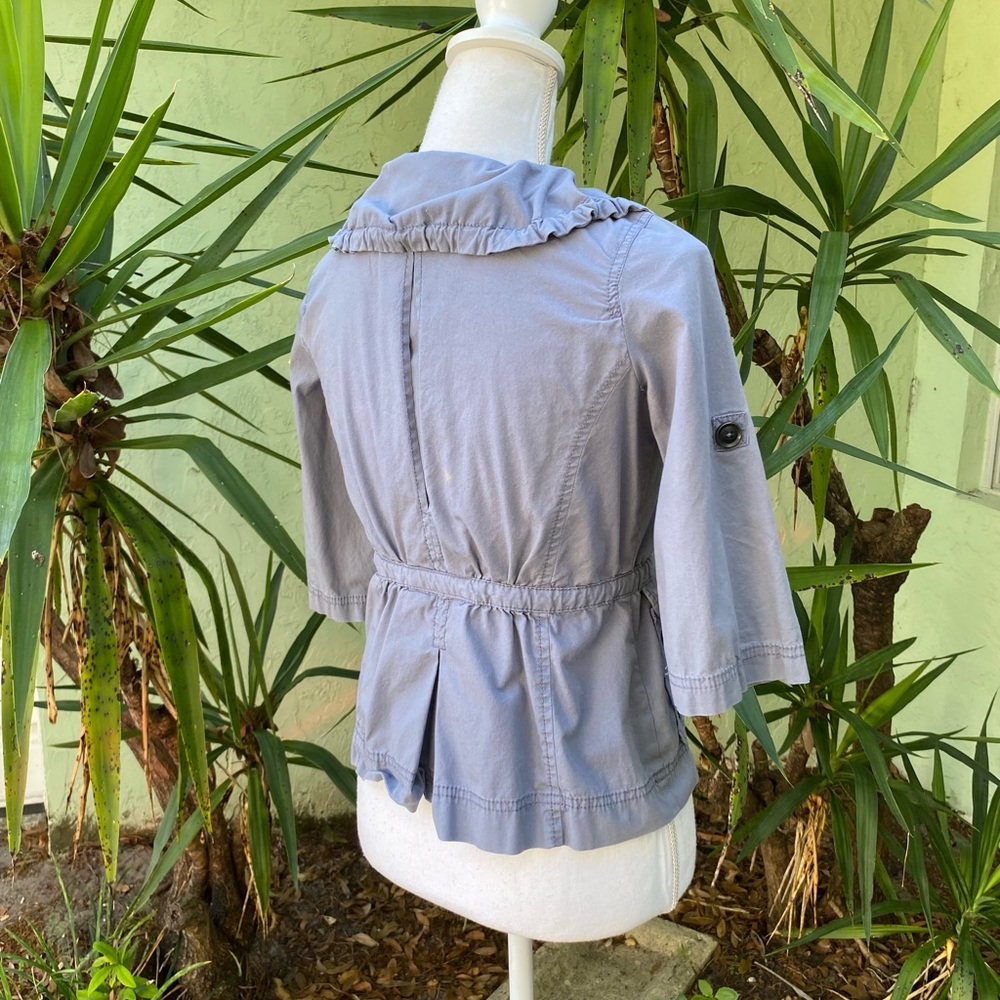 Gray Utility Tie Waist shirt peplum jacket - Picture 6 of 9